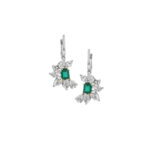 گوشواره زمرد کیاگوهر مدل Fleur de Lueur